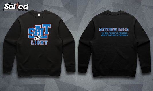 SALT N LIGHT CREW NECK - Black with Blue Font