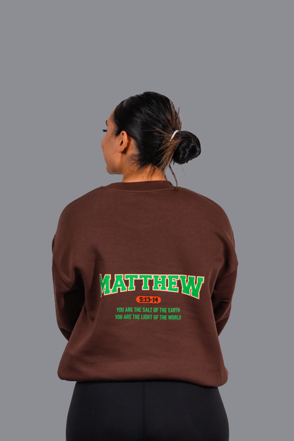 SALT N LIGHT CREW NECK - BROWN WITH GREEN FONT